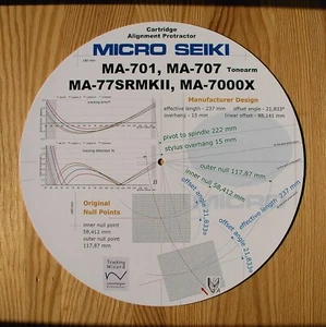 Cartridge Protractor for Micro Seiki MA-77SRMkII/MA-701/MA-707/7000X Tonearms - Picture 1 of 8