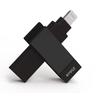 iXflash MFi 256 GB iPhone Flash Drive USB A & Lightning iPhone iPad PC MAC Black - Afbeelding 1 van 13