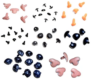6 Stück Tiernasen Kunststoffnasen Bärennasen Katzennasen Nase schwarz rosa - Bild 1 von 12
