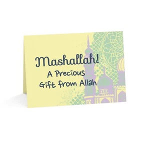 Mashallah Aqiqah Greeting Card, Yellow - Picture 1 of 25