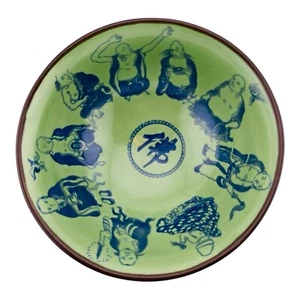 Chinese Celadon Jade Green & Blue Porcelain Bowl With 9 Glazed Monks Figures B1 - Picture 1 of 18