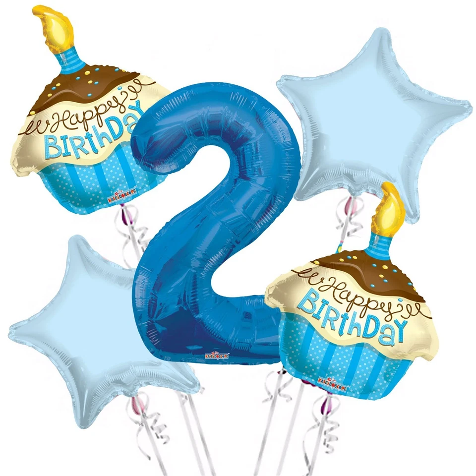 Buquê de balão para cupcakes 2º aniversário 5 peças - Suprimentos para festa - Imagem 1 de 1