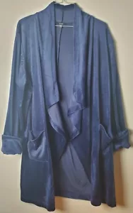 Very J Velvet Jacket Casual Elegance Lagenlook Draped Cardigan Pockets Medium - Picture 1 of 8
