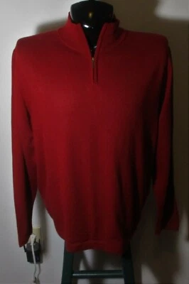DAVIS & SQUIRE Burgundy 100% Merino Wool 1/2 Zip Sweater Size XL - Image 1 of 4