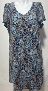 Tahari Rayon 1X Swing Women Dress Blue Paisley New NWT - Picture 1 of 7