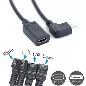 90 angle Type-C Female To Micro-B Micro male USB Charging Data otg CABLE YB - Picture 1 of 16