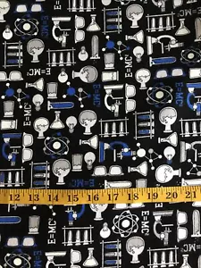 Glow in the Dark Wissenschaftler Becherglas Mikroskop Atom FLANELL Stoff BTHY - Bild 1 von 5