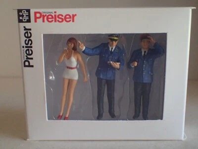 Preiser Aufsichts Auskunfts Beamte Bahnpersonal Gast 63057 Spur 1 OVP 1:32 3Fig - Bild 1 von 2