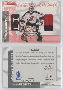 2000-01 ITG Be A Player Signature Series Game Stick & Jersey Martin Brodeur HOF
