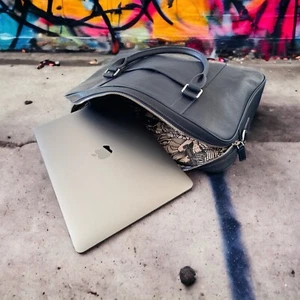 Briefcase / Laptop Bag - Blue Italian Leather - Exclusive eBay Offer RRP £239.99 - Picture 1 of 10