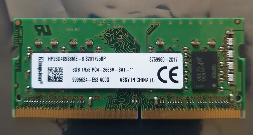 Kingston PC4 21300 8GB 1X8GB HP26D4S9S8ME-8 BP DDR4 1Rx8 PC4-2666V Memory Ram  - Image 1 of 1