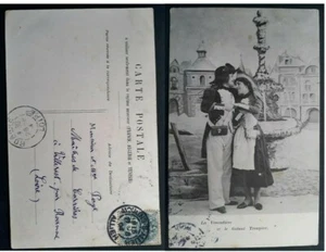 1904 France Postcard "La vivandière et la galant troupier" Moulins sur Allier - Picture 1 of 3