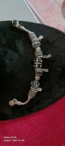 Schönes schwarzes Bettelarmband Sterling Silber 925. 7,75 Zoll  - Bild 1 von 3