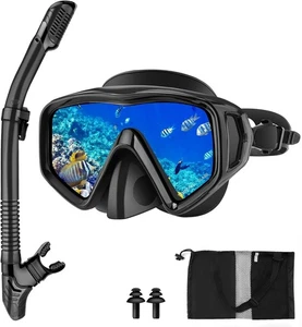 Schnorchelset Taucherbrille Schnorcheln Set Mit Tauchmaske Anti-Leck Erwachsene  - Bild 1 von 7