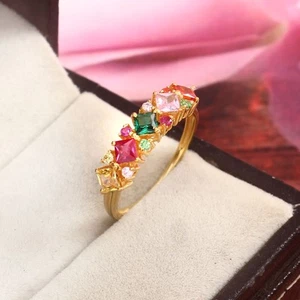 Multicolor Zirconia Ring, 925 Sterling Silver Ring, Wedding Ring, Handmade Ring - Picture 1 of 3