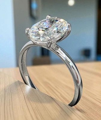 Anillo de diamantes cultivados en laboratorio ovalados de platino D VS1 2,00 quilates certificado IGI Foto 1 de 4