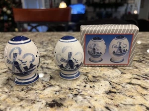 Vintage Blue and White windmill Salt and Pepper shakers from Germany-NEW - Picture 1 of 5