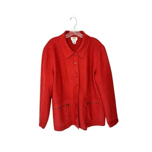Talbots Vintage Orange Alpaca Blend Fall Button Front Chore Jacket Size 1X - Picture 1 of 12