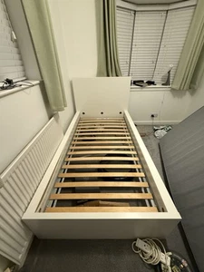 IKEA Malm White Single Bed Frame with Mattress - Picture 1 of 3