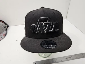 New Era 9Fifty Utah Jazz All Black Adjustable Snapback Blackout Hat Cap OSFA NBA - Picture 1 of 8