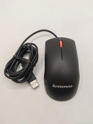 Lenovo USB Wired Mouse ~ Black & Red With 2 Buttons & Scroll Wheel  - Image 1 of 4