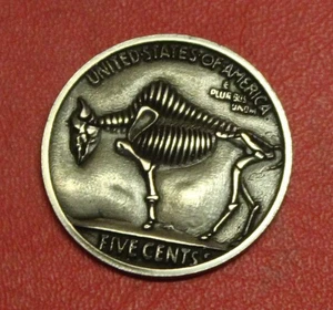 HOBO Buffalo Nickel Buffalo Skeleton Níquel Real EE. UU. - Imagen 1 de 2