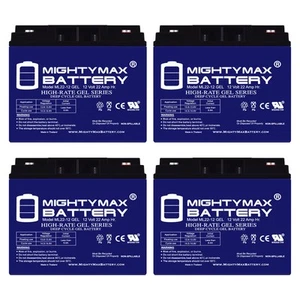 Mighty Max 12V 22AH GEL Battery for Baoshi 6-DZM-20 6DZM20 Scooter - 4 Pack - Picture 1 of 6