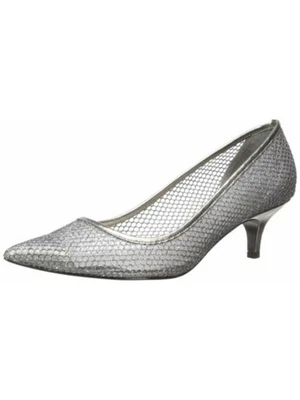 Zapatos de salón ADRIANNA PAPELL para mujer plateados de red transparente Lois 6,5 M Foto 1 de 4
