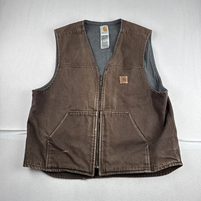 Chaleco de Colección Carhartt V19 DKB Marrón Forrado de Vellón Para Hombre con Cremallera Talla XL Foto 1 de 4