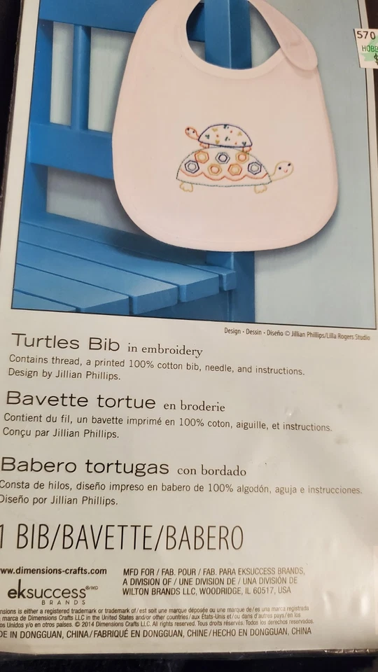 Dimensions Turtles Bib Embroidery Kit - Image 1 of 1