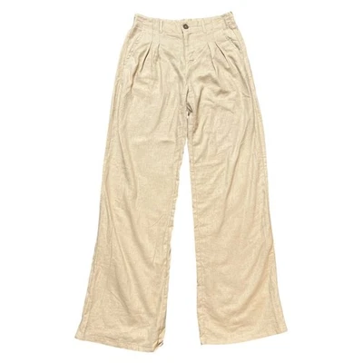 Love Tree Pants - Beige Linen Blend Wide Leg - M - Image 1 of 4
