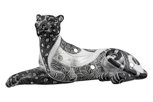 GILDA Scultura Pantera in moderno bianco nero tenuto "Panther Piron" - Foto 1 di 2