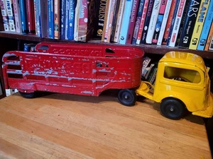 NICE VINTAGE LARGE 1940'S KEYSTONE WIND UP OPEN BED EXPRESS DELIVERY TRUCK - Picture 1 of 13
