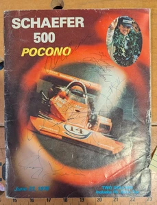 Programma Pocono 500 1976 vintage autografato 8 firme con vincitore Al Our - Foto 1 di 10