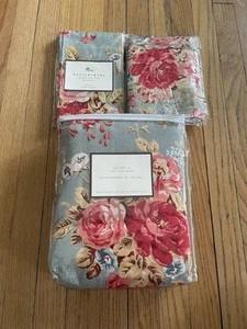 Pottery Barn Caroline Floral Duvet Cover + 2 Shams Twin Pink Blue Linen/cotton - Picture 1 of 10