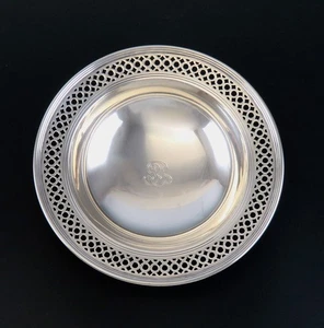Schöne antike Tiffany Co Sterlingsilber Schale mit durchbohrtem Rand - Bild 1 von 6