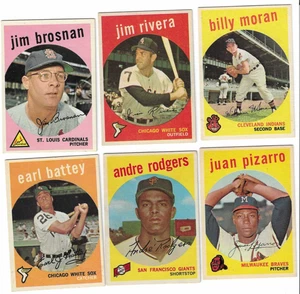 1959 Topps Baseball Lot (6) # 114 188 194 196 213 216 Battey Rivera EX/EX+ - Bild 1 von 2