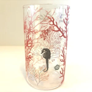 Raro vaso vetro cavalluccio marino corallo frange studi decorazione cristallo naturalista - Foto 1 di 12
