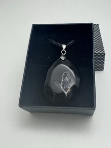 Großer schwarzer Druzy oder schwarzer Achat mit Druzy Anhänger 18 K - Bild 1 von 5