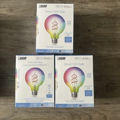 Feit Electric 60 Watt Equivalent Smart Filament Globe Bulb Pack Of 3 - Image 1 of 2
