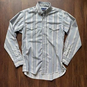 Wrangler Vintage Blue Stripe Button-Down Shirt X-Long Tails M - Bild 1 von 6