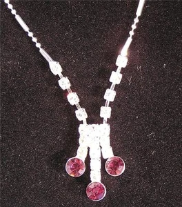 HALSKETTE/OHRSTECKER SET Strass BURGUND TROPFEN - Bild 1 von 1
