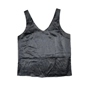 V Neck Camisole Tank Top Womens Large Black Loose Sleeveless - Picture 1 of 6
