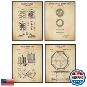 Poker Patent Wandkunstdrucke - 4er Set (8 x 10) Vintage ungerahmte Fotos - P - Bild 1 von 5