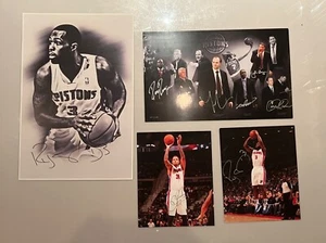 Lot 4 Detroit Pistons Autograph Photos Stuckey Villaneueva Frank - Picture 1 of 7