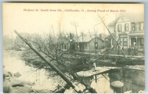Chillicothe OH Hickory Street looking South from 5th Street 1913 March Flood - Picture 1 of 1