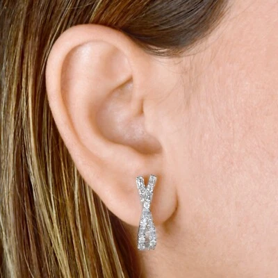 Lab Grown CVD Diamond Huggie Earrings 10k White Gold Birthday Gift 2.00 Ct - Image 1 of 4