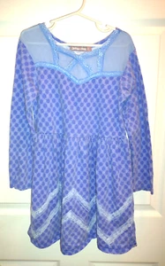 Jelly the Pug Size 8 Blue Polka Dot Dress with lace inlay Long Sleeve Mommy & Me - Picture 1 of 3