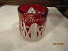 Antique Ruby Red Flashed Pressed Glass Extched Souvenir Cup Frank 1900s