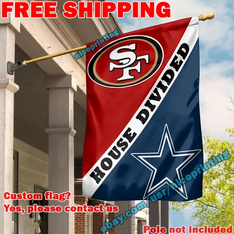 San Francisco 49ers vs Dallas Cowboys House Divided Flag Banner 28x40" NFL NEW Cover